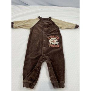 Carter's 1-Piece Brown Romper 9Mo Football Cuddler, soft Super Fun